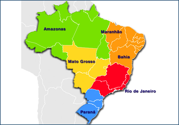 Brasilienkarte - Hotels in Brasiliens Bundesstaaten